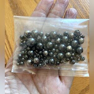 Vintage Hematite Beads. Variety of round bead sizes. Weighs 1.36 ounces.